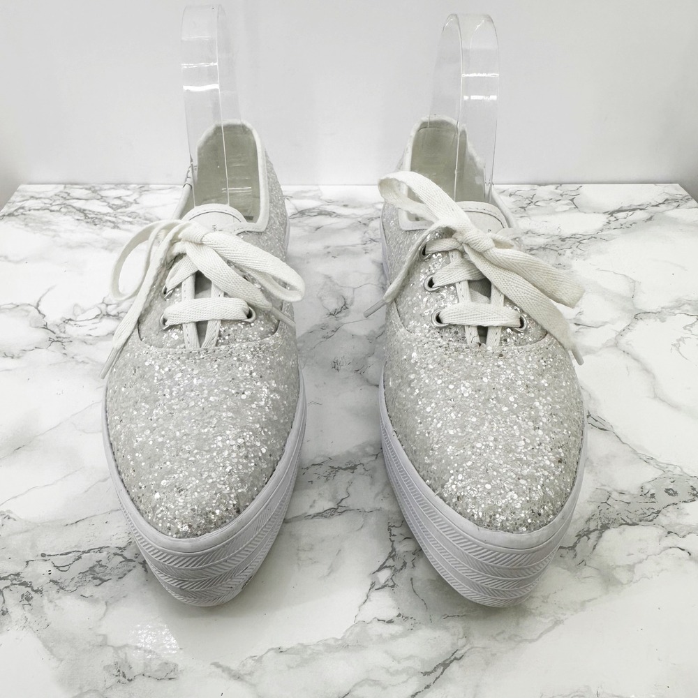 Keds Champion Glitter Silver Platform‎ Sneakers Sparkly Pointed Toe Casual 7.5